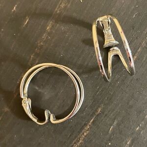 Vintage Sarah Coventry Clip On Silver Double Hoop Earrings EUC